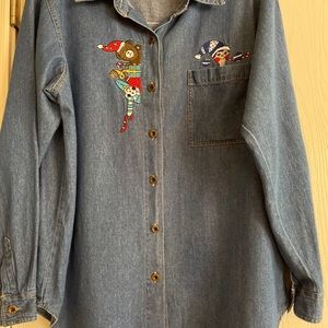 Vintage Tangibles denim Christmas blouse